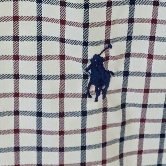 Ralph Lauren Performance Shirt Men's 3XLT Windowpane Blue Maroon Nylon - Picture 3 of 11